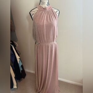 Elegant Pink Halter Maxi Dress